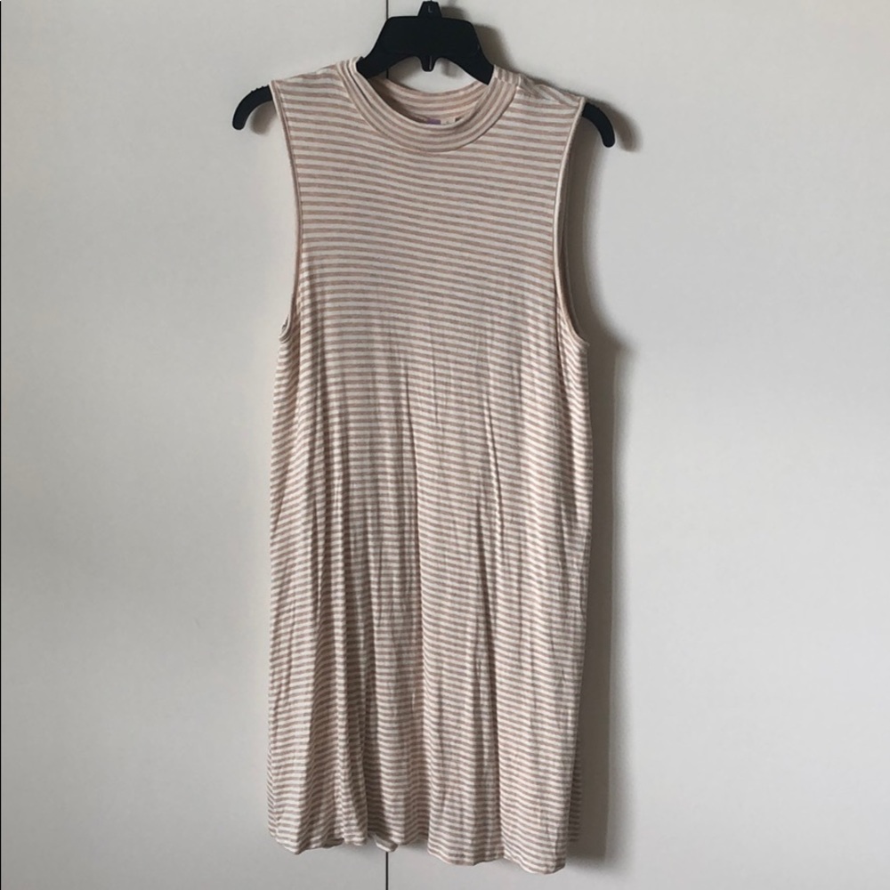 Beige and White Striped Dress